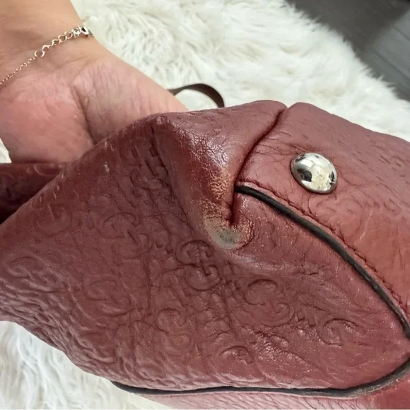 Authentic Gucci Guccissima GG Burgundy Wine Red Tote Bamboo Leather Bag ♥️ - Picture 10 of 11